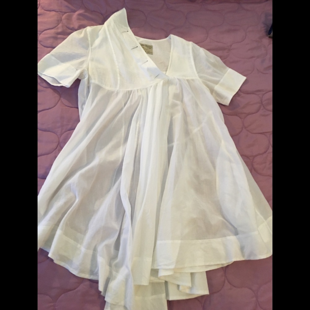 All Saints asymmetrical Sheer white mini dress EUC
